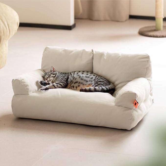 MEWOOFUN Pet Sofa Bed for Medium Pets Cat Couch Cat Bed with 26×19×13 Inch Removable Washable Cover Nonskid Bottom Puppy Couch Pet Bed up to 25 lbs (Grey)