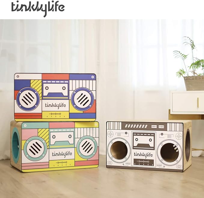 Cat Condo Scratcher Cardboard, Rectangle Shape Stereo Pattern Cat Scratching House Bed, Green Colour