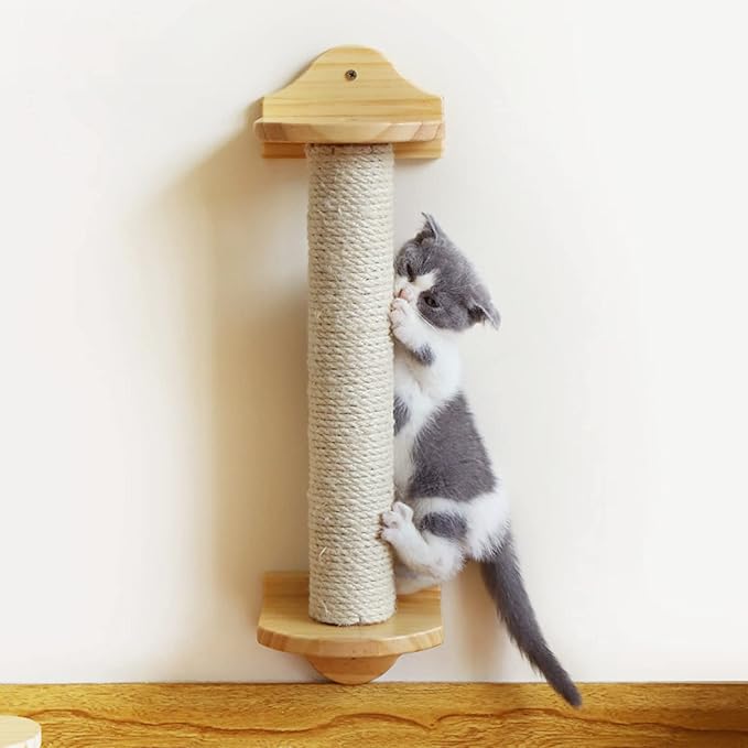 15" Cat Scratching Replacement Posts Natural Sisal Scratcher Post for Cats Cube Tower Kittens Scratch Pole Perch Interactive Toys Furniture Accessories Deterrent Tree 2 Pack Include M8 Screws White