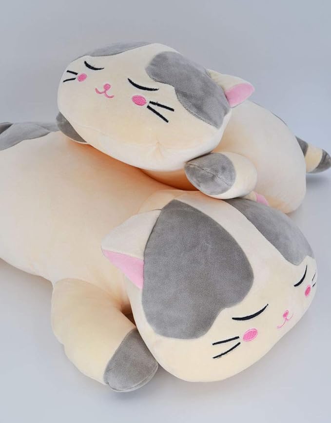 Very Soft Cat Big Hugging Pillow Plush Kitten Kitty Stuffed Animals Gray