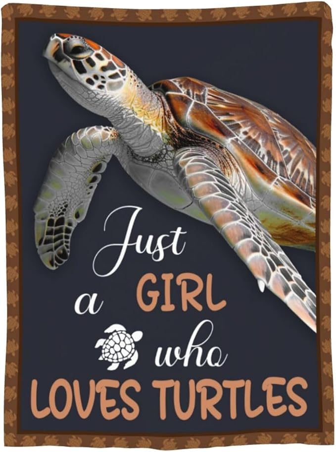 Sea Turtles Blanket for Woman Just A Girl Who Loves Turtle Throw Blanket Turtlesdecor Stuff Merch Cozy Flannel Fleece Fuzzy Warm Soft Plush Lightweight Bedding Turtles Gifts for Girls Couch 50"X40"