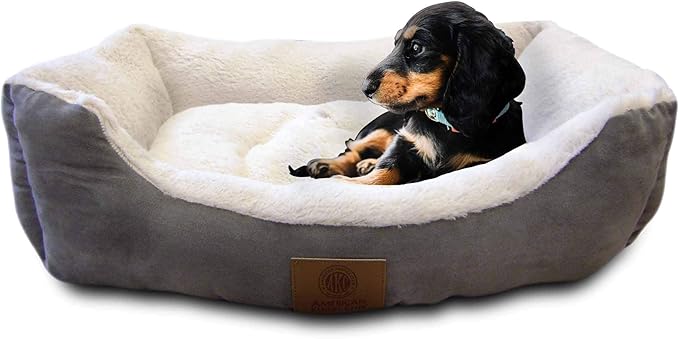 American Kennel Club Suede Cuddler Solid Pet Bed, Large, Gray, 28.0" L x 18.0" W x 8.0" Th