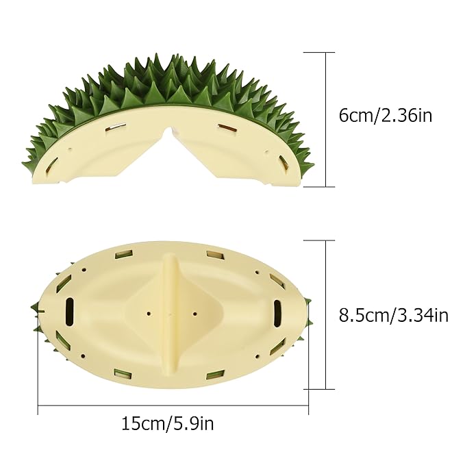 YAODHAOD Cat Corner Scratcher Durian Shaped Corner Tickler Cat Mint Self Groomer Toy Kittens Wall Corner Massage Comb Scratcher Board for Indoor Cats (Green)