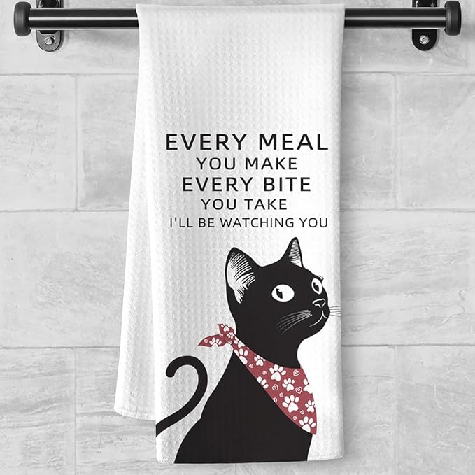 Cat Hand Towels,Cat Towels,Cat Kitchen Towels,Cat Dish Towels,Cat Kitchen Accessories,Black Cat Decor,Black Cat Gifts,Cat Gifts for Women,Black Cat Gifts for Women,Gifts for Cat Lovers for Women
