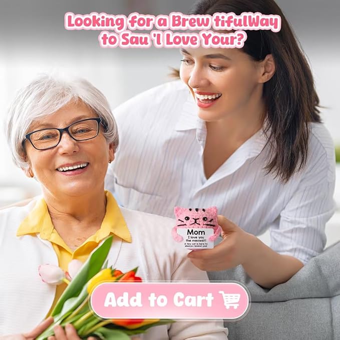 Birthday Gifts for Mom Grandma Positive Crochet for Mother Mom Grandma Aunt,Emotional Crochet Small Birthday Gifts Pink