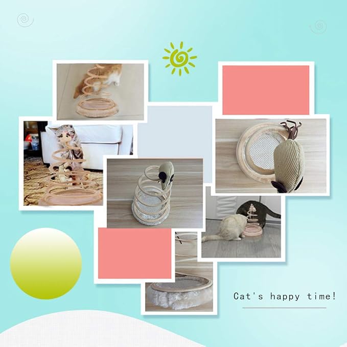 Andiker Interactive Cat Toy, Exercise Plush Mouse with Spiral Spring, Indoor Portable Toy for All Breed Sizes