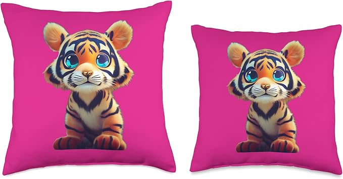 Adorable Baby Tiger Cub Art Item Cute Animal Figure Big Cat Throw Pillow