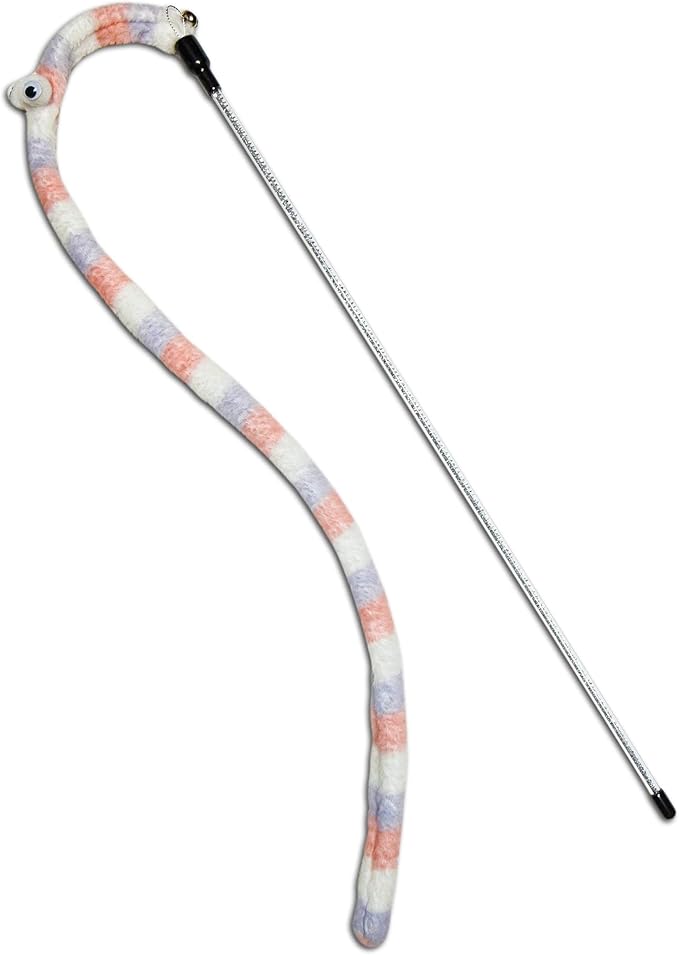 Touchcat 'Worm-Tail' Cat Teaser with Durable Glittered Cat Wand for Premium Cat Chaser Engaging Fun