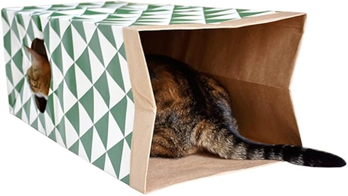 Cat Paper Bag Tunnel Toy Collapsible Tunnel for Rabbits, Kittens, Ferrets, Pet Paper House