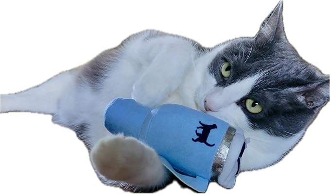 Kitty Cup Tumbler Cat Toy – Small Crinkle Catnip - Funny and Cute Kitten Toys with Cat Nip for Fun Indoor Play, Unique Kitty Birthday Gift, Aesthetic Kitten Present (Chambray Blue)