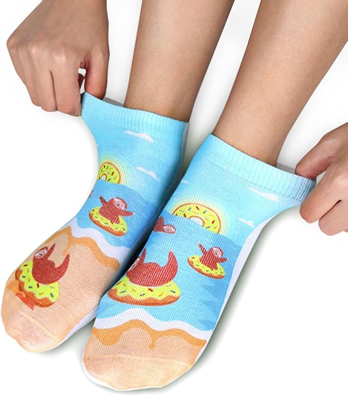 Benefeet Sox Womens Girls Funny Crazy Ankle Socks - Fun Novelty 3D Print Pattern Silly Cute Animal Food