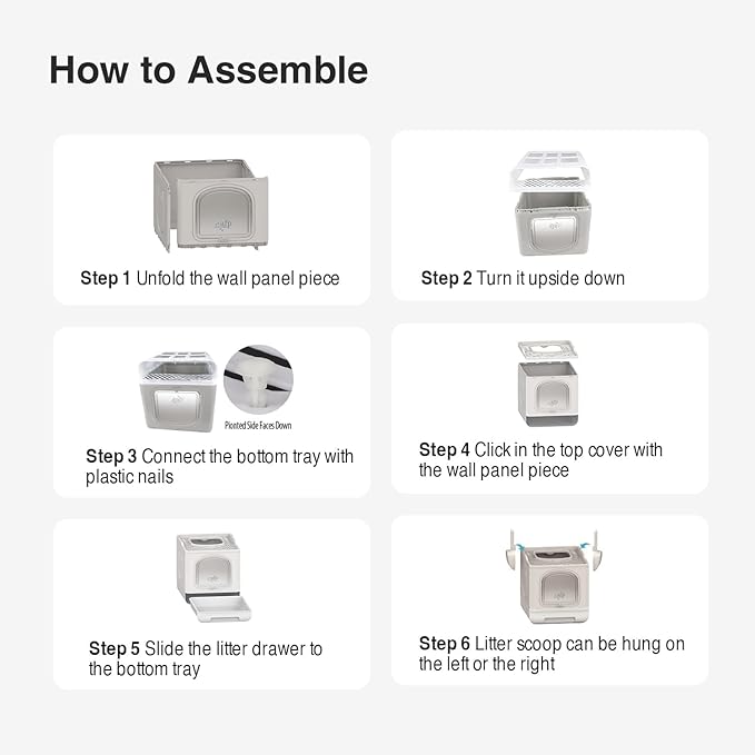 All for Paws Foldable Cat Litter Box with Top Entry, Mess Proof Enclosed Litter Box for Cats with Handy Litter Scoop, Anti-Splash Cat Toilet, XL