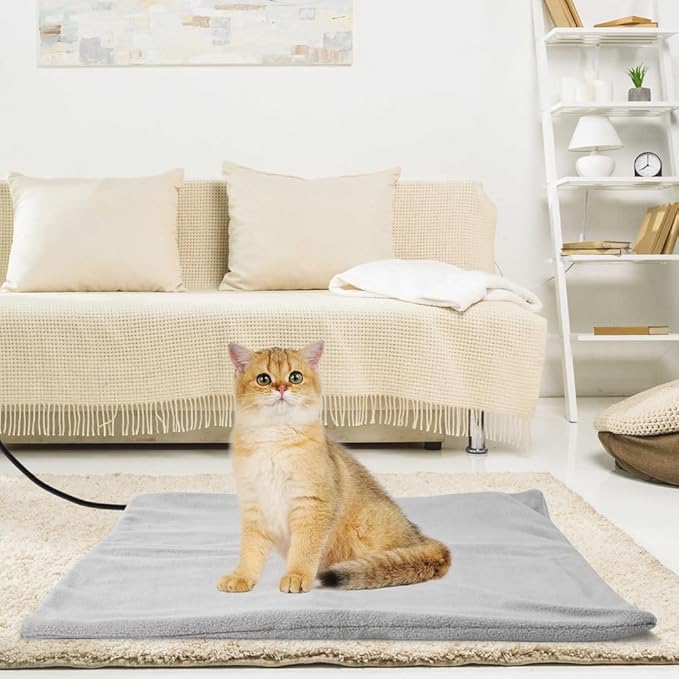 Pet Heating Pad for Cats Dogs with Timer Temperature Adjustable, Electric Heating Mat Indoor, Adjustable Warming Mat, Waterproof Heated Bed with Chew Resistant Steel Cord,Pet Heated Mat