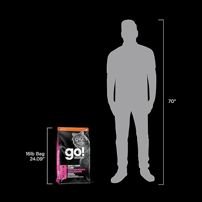 Go! Solutions Skin + Coat Care, Dry Cat Food, Chicken Recipe with Grains, 16 lb Bag