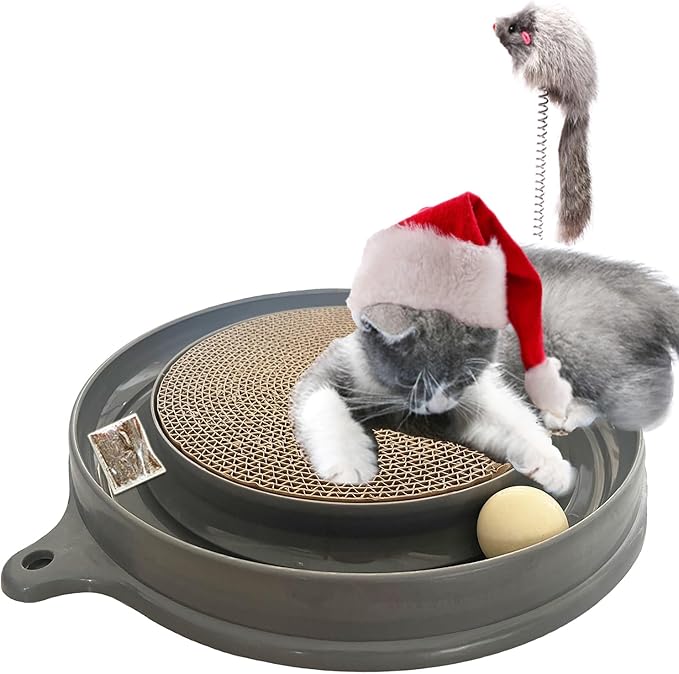 AUOON Cat Scratcher Toy, Cat Toy, Scratch pad,Scratching Toy,Post Pad Interactive Training Exercise Mouse Play Toy with Ball (Gray)