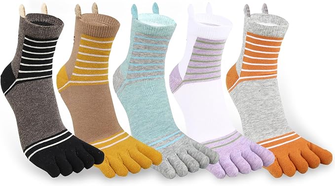 Benefeet Sox Funny Toe Socks Women Five Finger Socks Girls Cute Toe Seperated Cotton Socks Running Athletic Christmas Gifts