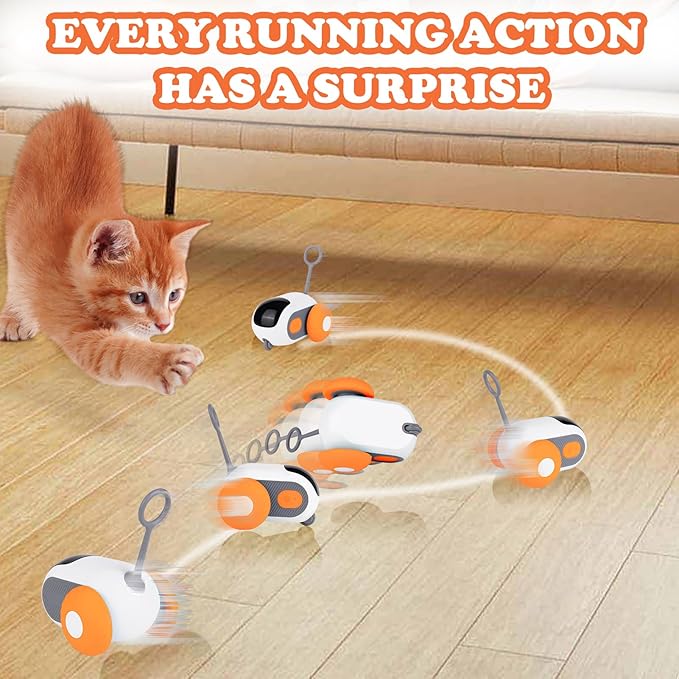 Mity rain Cat Interactive Toy for Indoor Cats - Remote Control Cat Automatic Moving Toy with 2-Speed Adjustment, Smart Cat Car Toy, Cat Puzzle Toy Self Play, Boredom Busters for Cats Fun 3.0 Toy