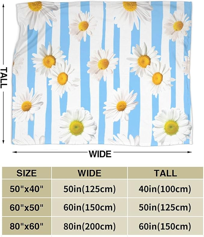 Ultra-Soft Microfiber Throw Blanket 350 GSM Fuzzy Fleece Blanket for Adults Kids Gift Couch, Sofa, Bed Daisy 80"x60"