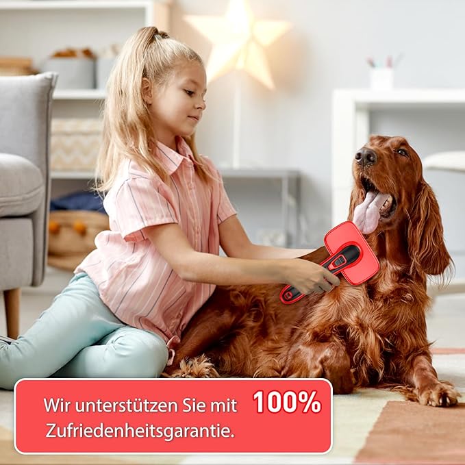 Self Cleaning Slicker Brush for Shedding Long Short Haired Dogs & Cats, Remove Loose Tangling Knot Undercoat Fur Mats, Grooming Brush with Retractable Bristles for Small Medium Large Pet, Red