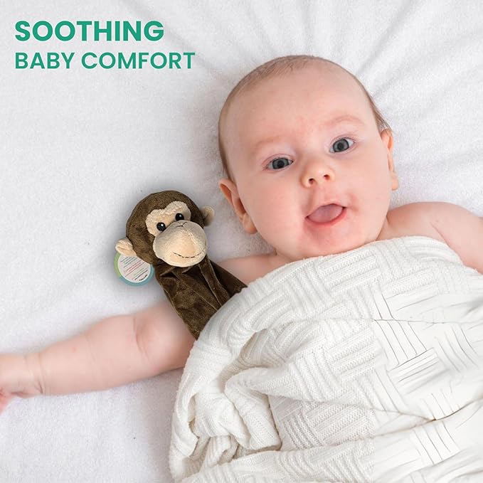 Baby Security Blanket - 18" Tall Soft Fleece Baby Blanky for Boys & Girls – Baby Soothing Blanket with Plush Stuffed Animal - Monkey