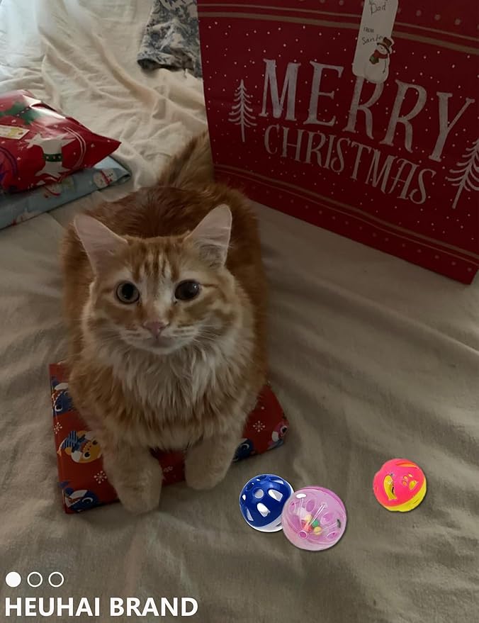 Cat Toys for Indoor Cats - 15 Pcs Kitten Toys Set - Includes 8 Bell Balls - 1 Catnip Mouse - 6 Plush Balls - Colorful and Safe - Pet Playset for Interactive Fun and Exercise