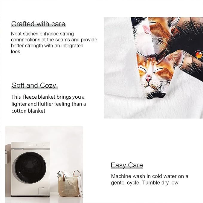 50" x 80" Blanket Comfort Warmth Soft Plush Throw for Couch Cute Cats Breed Collage Pet