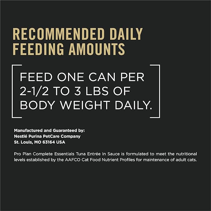 Purina Pro Plan High Protein Wet Cat Food, Complete Essentials Tuna Entree in Sauce - 3 oz. Pull-Top Can - (Pack of 24) 3 oz. Pull-Top Cans