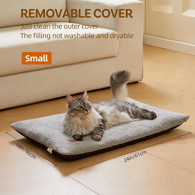 Self Warming Cat Bed Self Heating Cat Pad 24 x 18 inch Thermal Pet mat for Indoor Outdoor Pets Double Filled Cat Mat with Washable Removable Cover Non-Slip Bottom (Light Gray)