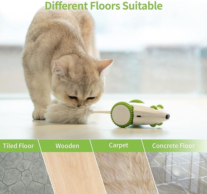 PETGEEK Automatic Cat Toys, Smart Interactive Cat Toy, Rechargeable Electronic Cat Mouse Toys with Cat Catnip Wand, Cat Toys for Indoor Cats, Best Gift for Birthday, Thanksgiving, Christmas, New Year