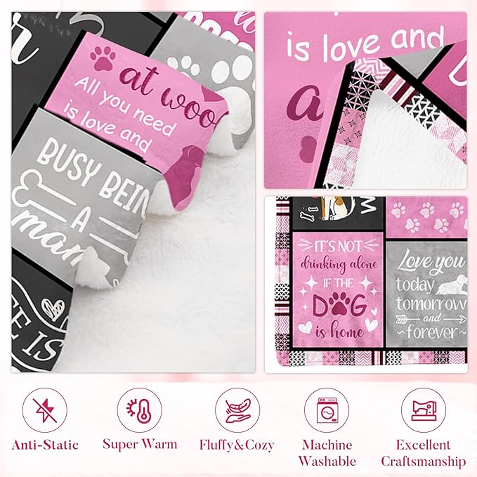 Dog Mom Gifts for Women Blanket, from Dogs, Birthday Present for Women, Dog Lover Gift, Mom Gifts from Daughters, 60"X80"