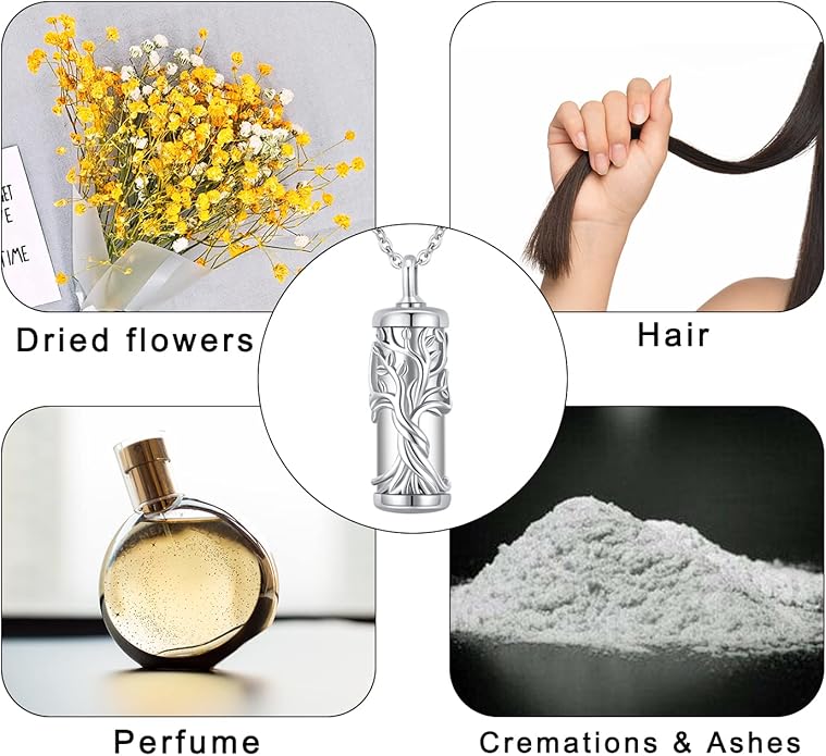 Aniu Cremation Jewelry for Ashes S925 Sterling Silver Urn Necklace Memorial Necklace for Human Ashes of Loved Ones Keepsake Pendant for Men Women