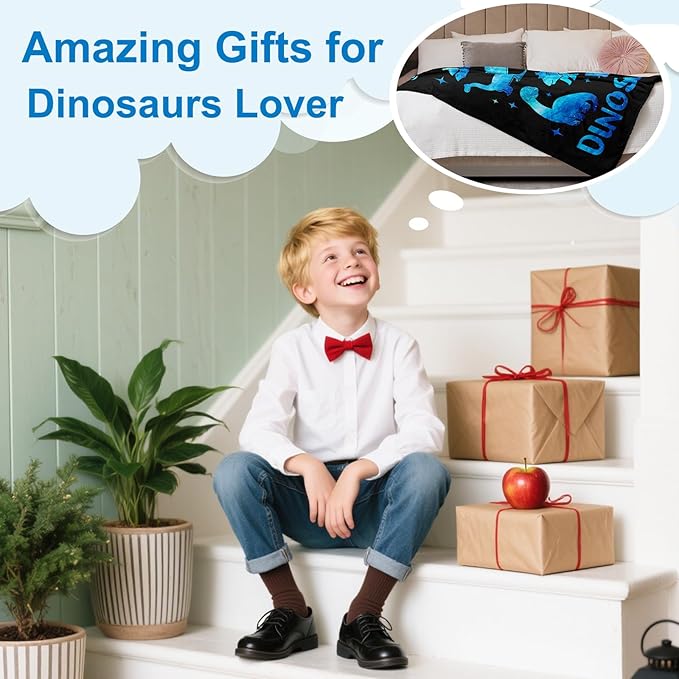 Dinosaur Blanket for Boys, Dinosaur Gifts for Boys, Dino Throw Blanket & Room Decor for Kids, Just a Boy Who Loves Dinosaurs, Best Birthday Gifts for Dinosaurs-Lover Blankets 40"X50"