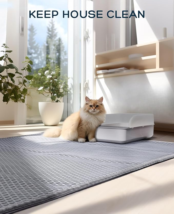 BurgeonNest 45"x 32" Cat Litter Mat, Washable Extra Large XL Kitty Litter Trapping Mat, Smooth and Comfortable Material