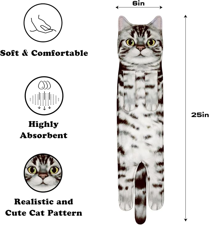 AGRIMONY Cat Funny Hand Towels - Cute Cat Decor Decorative Hanging Towels Cat Gifts Housewarming Birthday Gifts for Women Cat Lovers
