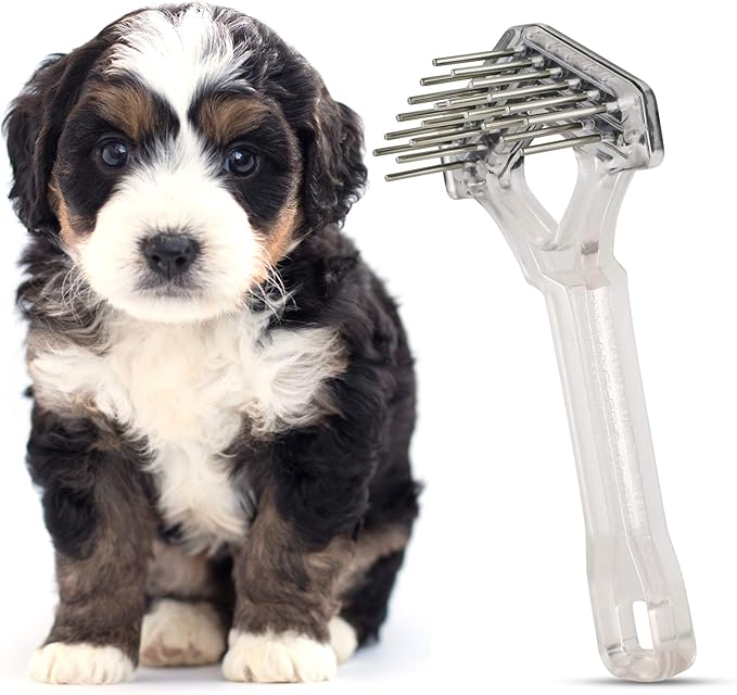 Mini-Rake V-Shaped with Double-Row Rotating Teeth (Aqua-Blue/Black Top)