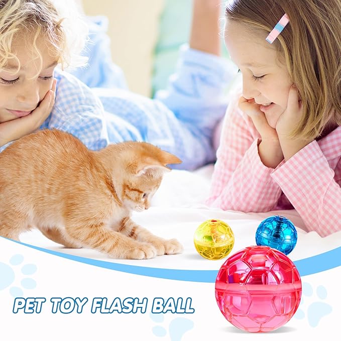 Sratte 6 Pieces Ghost Hunting Cat Ball Activated Cat Toy Ball Motion LED Light Cat Balls Motion Cat Dog Interactive Toys Pet Glowing Mini Running Exercise Ball Toys for Animals Activity (Colorful)