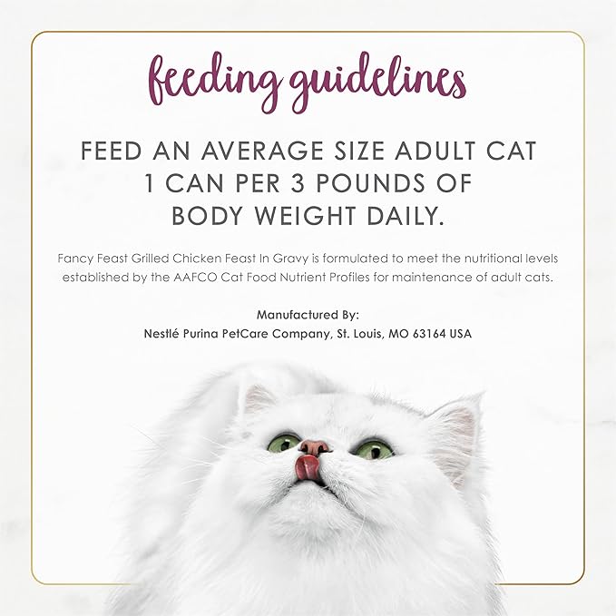 Purina Fancy Feast Grilled Wet Cat Food Chicken Feast in Wet Cat Food Gravy - (Pack of 12) 3 oz. Cans