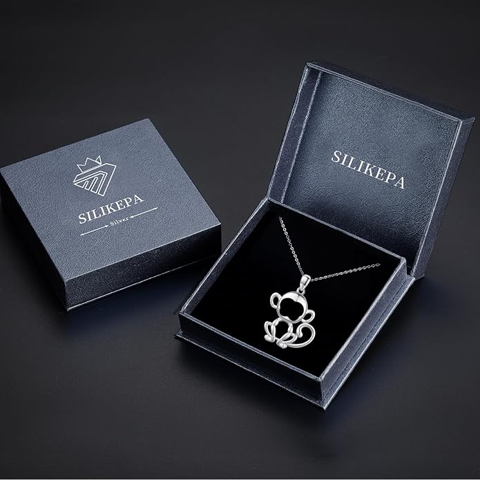 Animal Necklace for Women Girls 925 Sterling Silver Cat/Dog/Monkey/Sloth Pendant Necklace Cute Animal Jewelry Gift for Women Girls