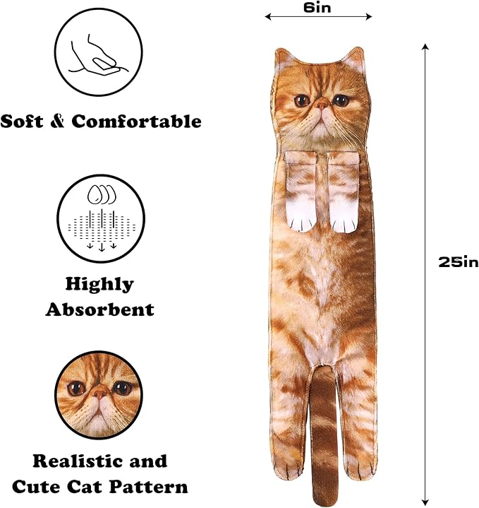 Funny Hand Towels for Bathroom Kitchen - Cute Decorative Cat Decor Hanging Washcloths Face Towels Super Absorbent Soft - Mothers Day Easter House Warming Birthday Gifts for Women Cat Lovers