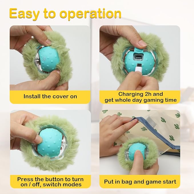 Interactive Cat Toys, Fast Rolling Ball in Play Mat, Motion Activated Cat Toys for Indoor Cats, Hide and Seek Game, Electric Cat Mouse Toy