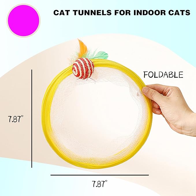 Folded Cat Tube Tunnel,Cat Toys for Indoor Cats Large,Cat Tunnel Bed for Kittens,Cat Donut Tunnels,Whisker Twister for Cats,Cat Toy for Indoor Cats,Decompression Interactive Cat Springs Toys