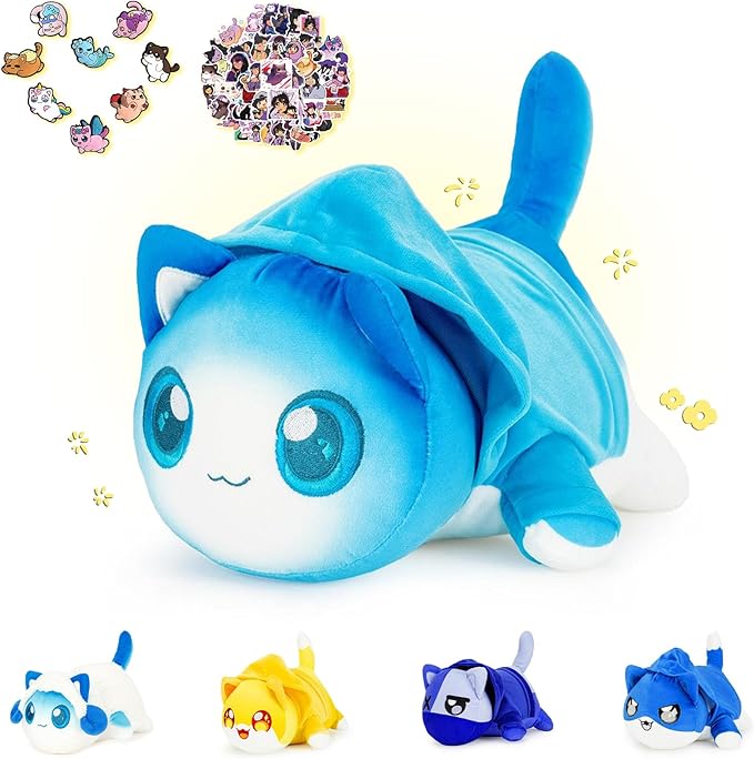 KOWSI Pierce Cat Plush Toys Blind Box Cat Plush Series-100% Polyester Embroidery Plush Pillow-Cute Popular Cat Plush Collectibles (Pierce Cat Plush)