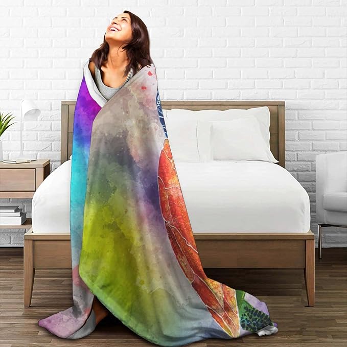 Fuzzy Throw Blanket 350 GSM Fleece Ultra-Soft Microfiber Blanket for Adults Kids Gift Couch, Sofa, Bed Sea Turtle Colorful 80"x60"