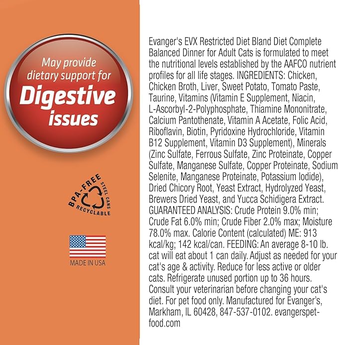 Evanger's EVX Restricted Diet Canned Cat Food, 4 Weight Management, 4 Senior & Joint Health, 4 Bland Diet Variety Pack