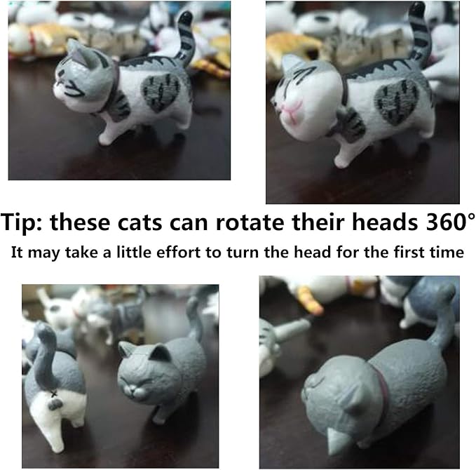 9 Pcs Colorful Cute Miniature Cat Figure Animal Cat Characters Toys Mini Figure Collection Playset, Cake Topper, Plant, Automobile Decoration