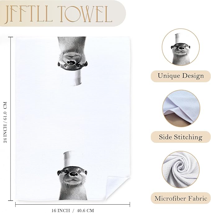 Funny Toilet Newspaper Otter Bathroom Hand Towels, Gifts for Women Men Otter Lovers Hand Towels for Bathroom Washroom Restroom Decor, 16x24 Inch Set of 2