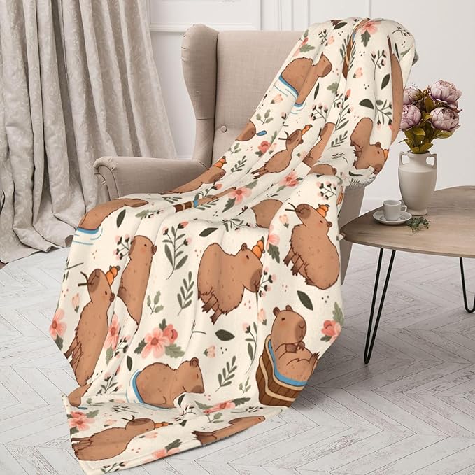 Capybaras Blanket Throw Blanket for Bed Soft Cozy Fluffy Couch Blankets Fleece Blanket Throw Gifts for Women Men Girls Boys 50"x40"