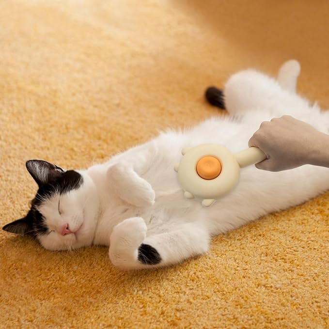 2Pcs Cat Brush for Grooming, Pet Comb Brush with Release Button, Self Cleaning Slicker Comb for Shed Hair and Removes Tangles Hair for Short or Long Haired Cats, Dogs (Yellow 2PCS)