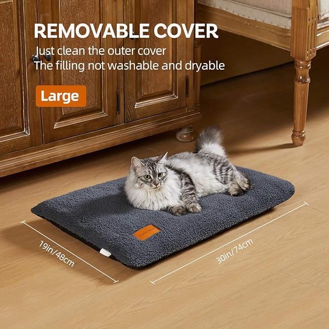 Self Warming Cat Bed Self Heating Cat Pad 29 x 19 inch Thermal Pet mat for Indoor Outdoor Pets Double Filled Cat Mat with Washable Removable Cover Non-Slip Bottom (Dark Gray)