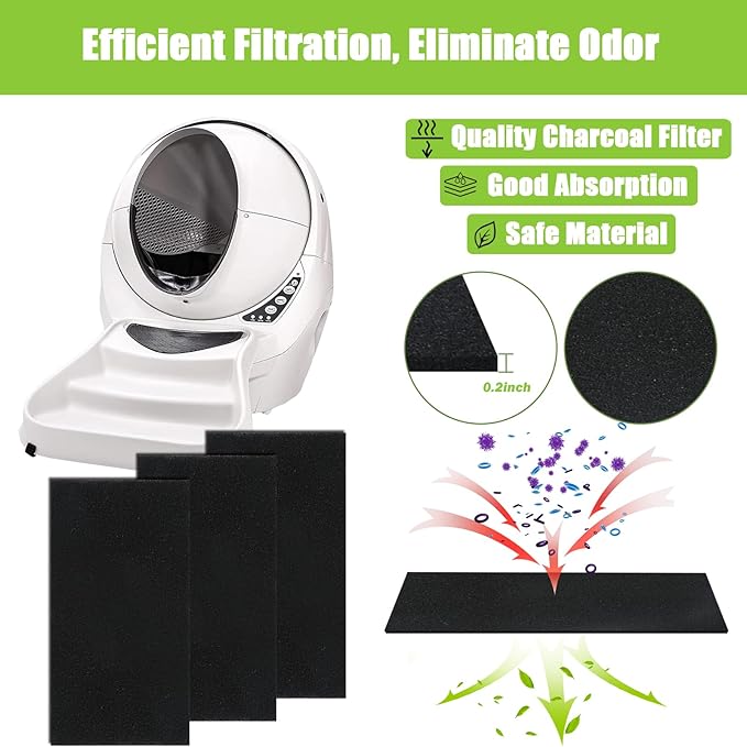14 Pack Cat Litter Box Charcoal Filters Compatible with Litter-Robot 3, Activated Carbon Litter Box Filter for Litter-Robot 3 Self Cleaning Cat Litter Box, Thickened and Durable